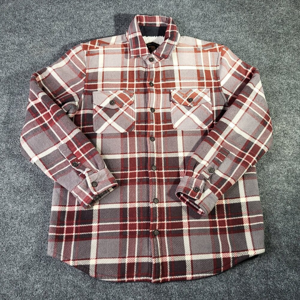Freedom Foundry Men’s Medium Sherpa Lined Flannel Shacket Shirt Jacket Plaid